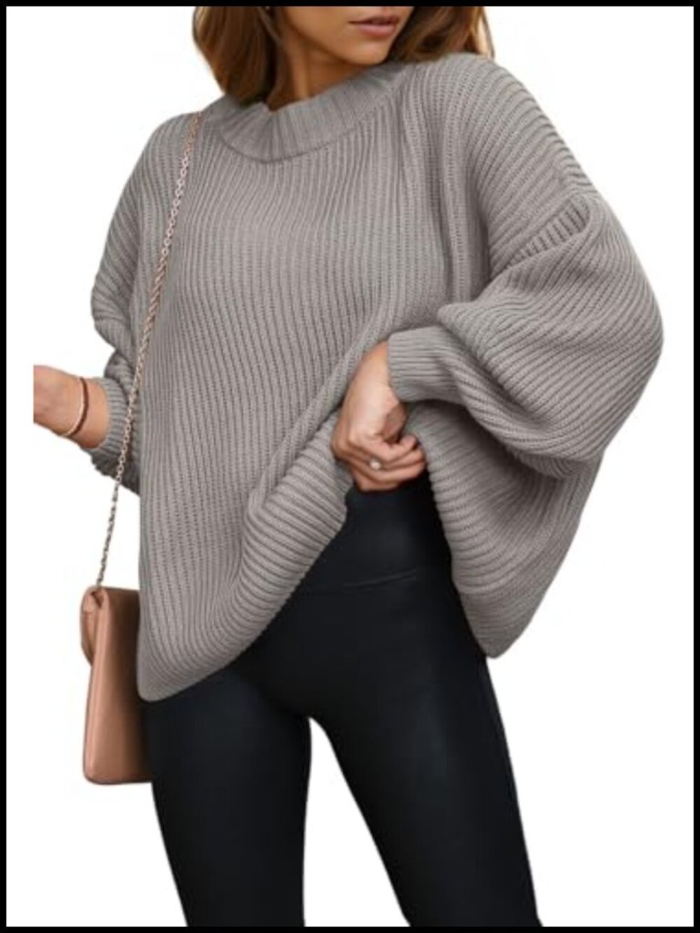 Oversized Chunky Knit Pullover Sweater Casual Long Sleeve Crewneck